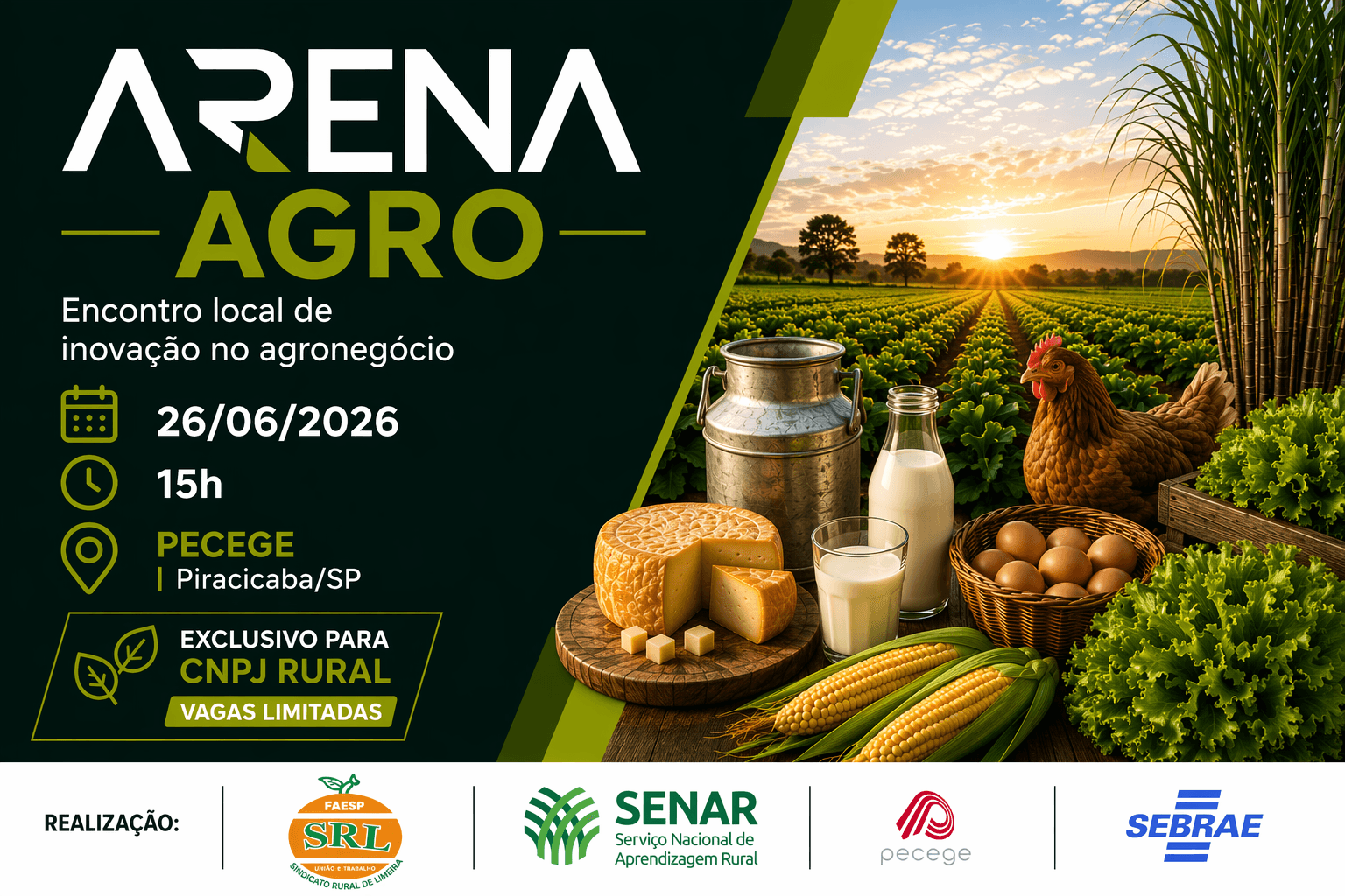 Arena Agro 26/06/26 (Gratuito) - Exclusivo para CNPJ Rural (MEI, ME e EPP)