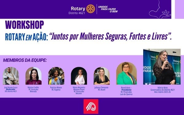 Workshop Rotary em ação: "Juntos por Mulheres Seguras, Fortes e Livres".
